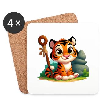 Tiger 5 - Coasters (set of 4) - white - Front