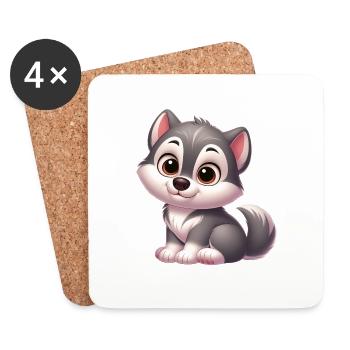 wolf 13 - Dessous de verre (lot de 4) - blanc - Devant