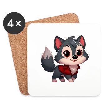 wolf 4 - Dessous de verre (lot de 4) - blanc - Devant