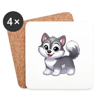 wolf 12 - Dessous de verre (lot de 4) - blanc - Devant