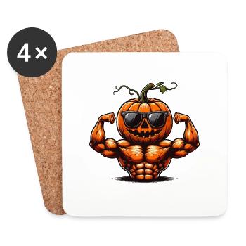 Muscular Halloween Pumpkin - Coasters (set of 4) - white - Front