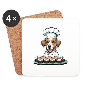 Hund Chefkoch Hundefreunde Geschenk Muffin Kochen - Untersetzer (4er-Set) - Weiß - Vorne