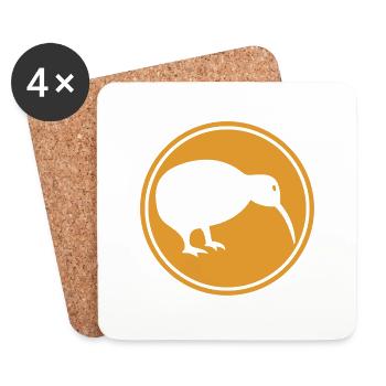 Kiwi - Neuseeland - Nouvelle-Zélande - Maori - Aotearoa - Dessous de verre (lot de 4) - blanc - Devant