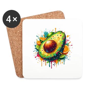 Avocado and citrus pouring paint - Coasters (set of 4) - white - Front