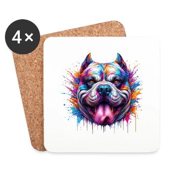 American Bully chien animaux chiot chien mignon aquarelle - Dessous de verre (lot de 4) - blanc - Devant