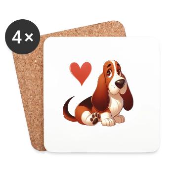 Basset Liebe 2 - Untersetzer (4er-Set) - Weiß - Vorne