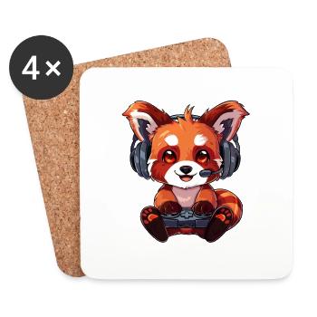 Red Panda Gaming Panda roux Petit panda - Dessous de verre (lot de 4) - blanc - Devant