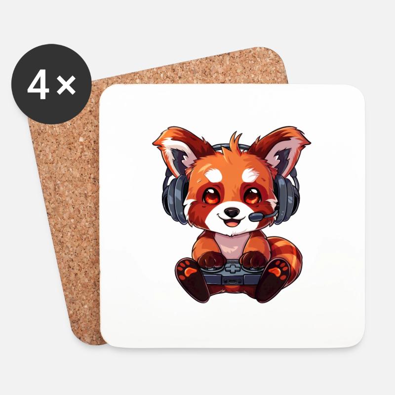 Red Panda Gaming Roter Panda Kleiner Panda - Untersetzer (4er-Set) - Weiß
