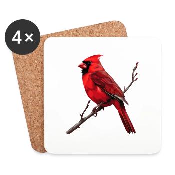 Cardinal Vogel rouge - Dessous de verre (lot de 4) - blanc - Devant