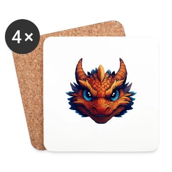 Dragon's Face - Coasters (set of 4) - white - Front