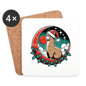 Lama de Noël - Dessous de verre (lot de 4) - blanc - Devant
