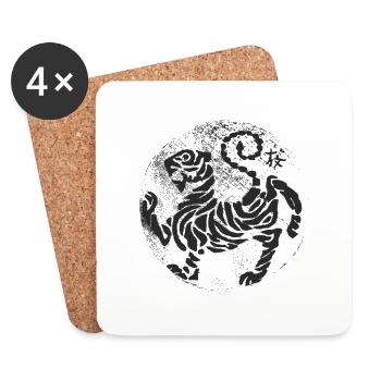 Tora No Maki (noir) - Dessous de verre (lot de 4) - blanc - Devant