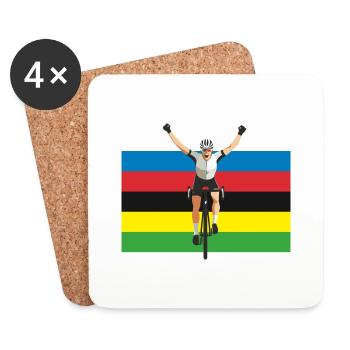 Vélo et cycliste - Dessous de verre (lot de 4) - blanc - Devant