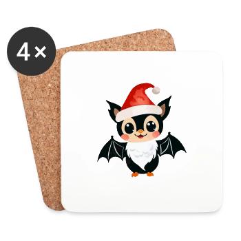 Fledermaus Weihnachten - Untersetzer (4er-Set) - Weiß - Vorne
