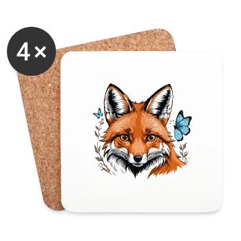 Fox Fox Flowers Cute Gift Animal Love for Women - Coasters (set of 4) - white - Front