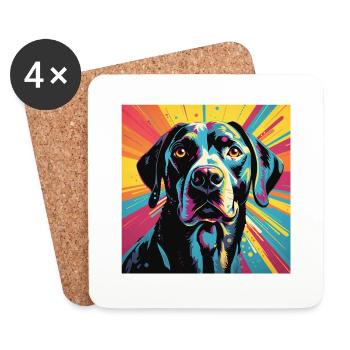 Retro Pop Art Black Labrador - Coasters (set of 4) - white - Front