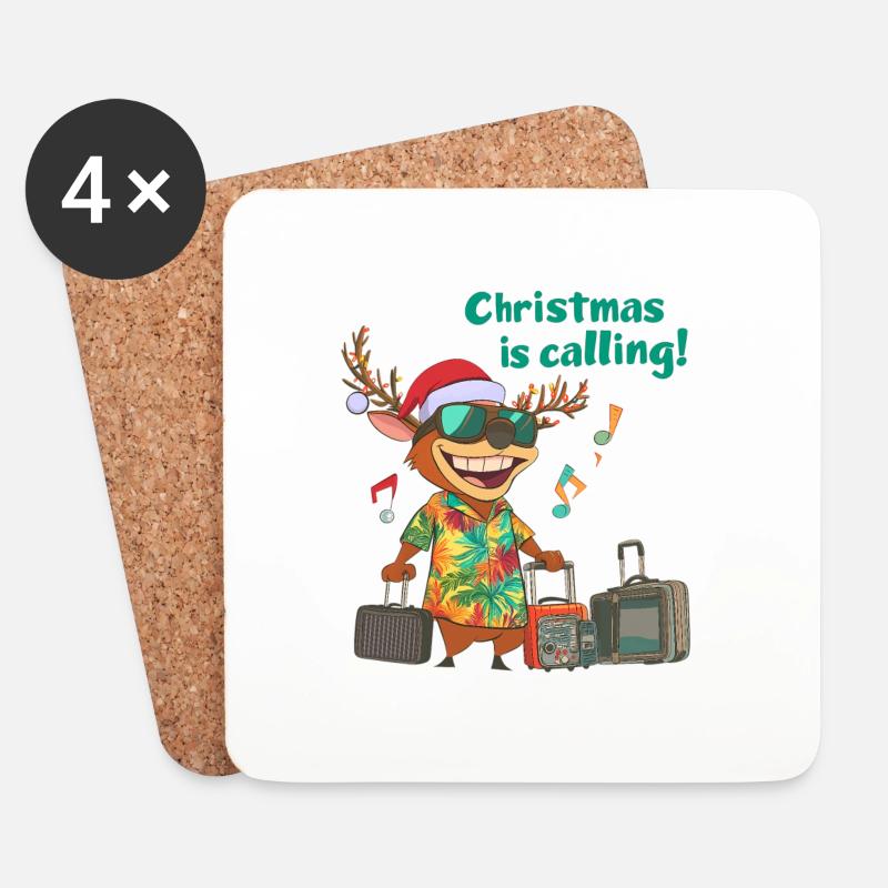 Christmas Is Calling - Untersetzer (4er-Set) - Weiß