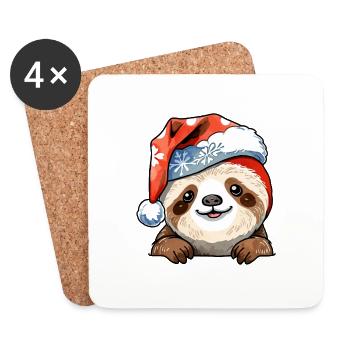 Dessin de Noël paresseux - Dessous de verre (lot de 4) - blanc - Devant