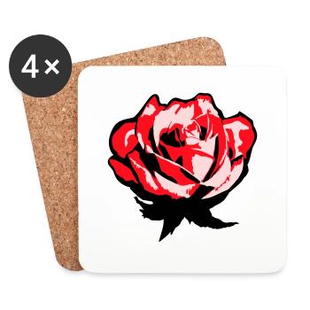 Jolie belle fleur de rose feuille roses romantique - Dessous de verre (lot de 4) - blanc - Devant