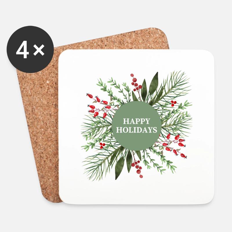 Happy Holidays - Untersetzer (4er-Set) - Weiß