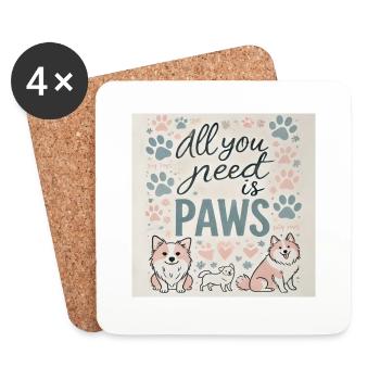 All you need is paws - Coasters (set of 4) - white - Front