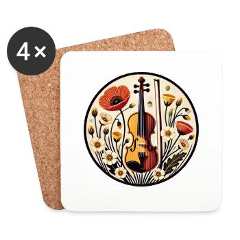 Violon - Dessous de verre (lot de 4) - blanc - Devant