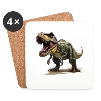 Die Saurier-Art Tyrannosaurus Rex - Untersetzer (4er-Set) - Weiß - Vorne