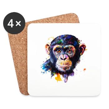 Comparaison entre les humains et les chimpanzés - Dessous de verre (lot de 4) - blanc - Devant