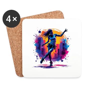 femme hip hop - Dessous de verre (lot de 4) - blanc - Devant