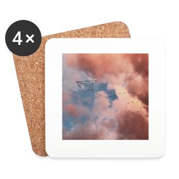 Papierflugzeug in einer ästhetischen Abbildung. - Untersetzer (4er-Set) - Weiß - Vorne
