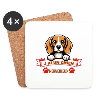 J ai Un Chien Merveilleux - Dessous de verre (lot de 4) - blanc - Devant