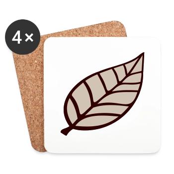 Petite jolie feuille brune Eco arbre feuilles - Dessous de verre (lot de 4) - blanc - Devant