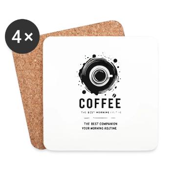3 Coffee: the best companion for your morning rout - Coasters (set of 4) - white - Front