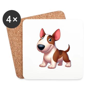 Bullterrier - Untersetzer (4er-Set) - Weiß - Vorne