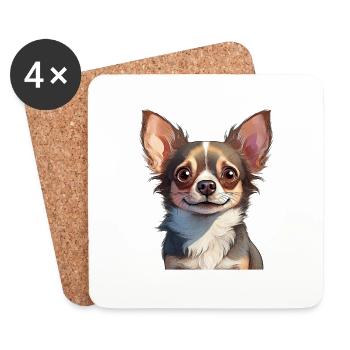 Chihuahua Charm – Un sourire qui conquiert les cœurs - Dessous de verre (lot de 4) - blanc - Devant