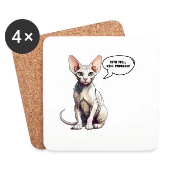 Sphynx Cat No Fur, No Problem - Coasters (set of 4) - white - Front