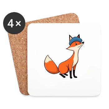 Lebendiger Cartoon-Fuchs mit blauem Bandana - Untersetzer (4er-Set) - Weiß - Vorne