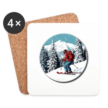 Experience freedom in the snow: Your winter adventure wa - Coasters (set of 4) - white - Front