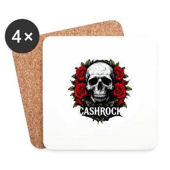 Cashrock Totenkopf umgeben von Rosen - Untersetzer (4er-Set) - Weiß - Vorne
