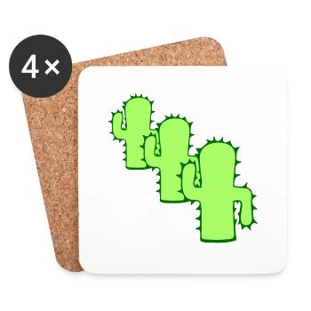 3 Plantes de cactus Épineux Cactus épineux Désert - Dessous de verre (lot de 4) - blanc - Devant