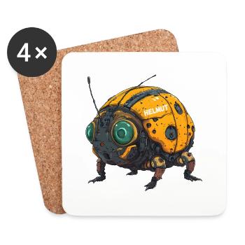 HELMUT der BUG - Untersetzer (4er-Set) - Weiß - Vorne