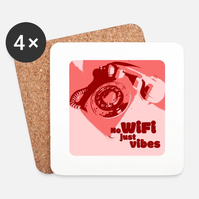 Pas de Wifi, juste des vibrations - Dessous de verre (lot de 4) - blanc
