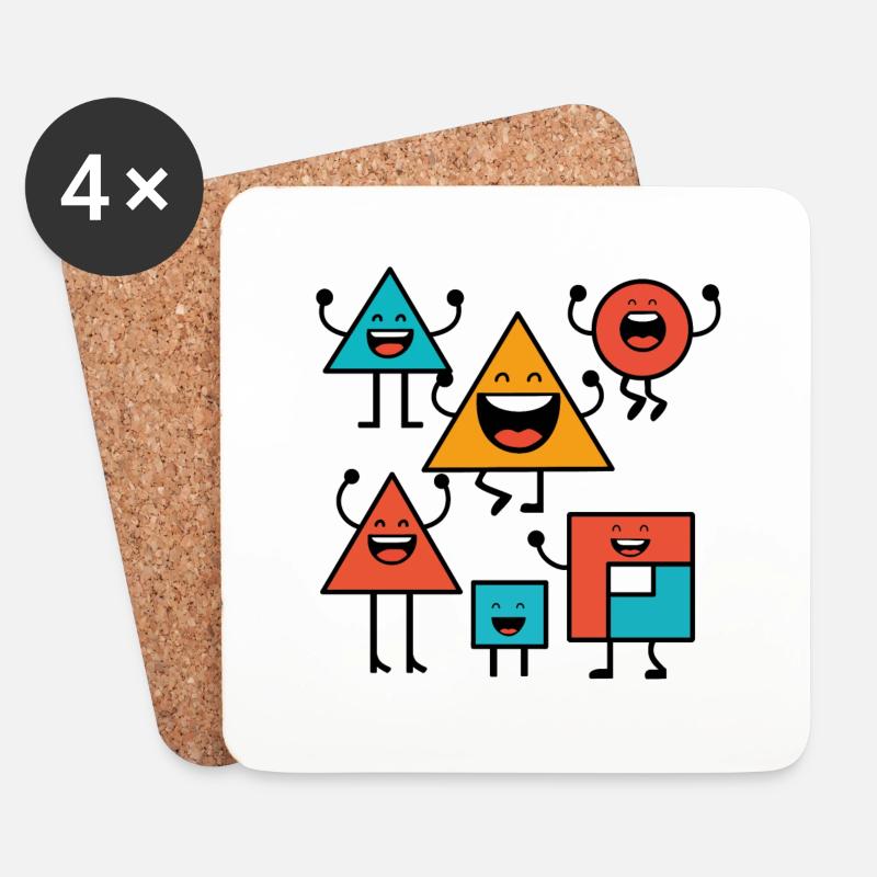 Design "Geo Laughics" - Untersetzer (4er-Set) - Weiß