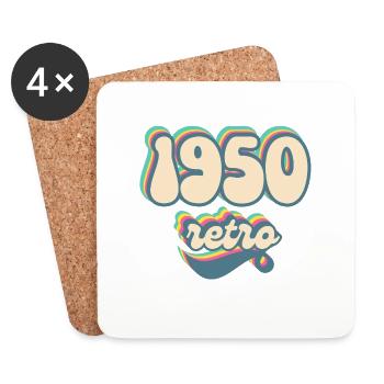 Retro-Geschenkidee aus den 1950er Jahren - Untersetzer (4er-Set) - Weiß - Vorne