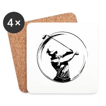 Golfer Frau Silhouette - Untersetzer (4er-Set) - Weiß - Vorne