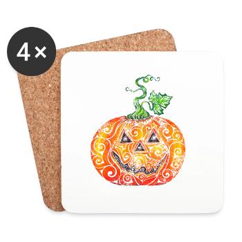 Citrouille - Dessous de verre (lot de 4) - blanc - Devant