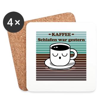 Design "Müde Brühe" - Untersetzer (4er-Set) - Weiß - Vorne