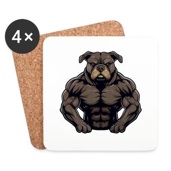 Staffordshire Bull Terrier Chien Muscles Fitness - Dessous de verre (lot de 4) - blanc - Devant