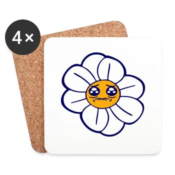 Marguerite Sad Face Crying Spring Summer - Coasters (set of 4) - white - Front