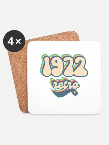 1972 Retro Geschenkidee - Untersetzer (4er-Set) - Weiß